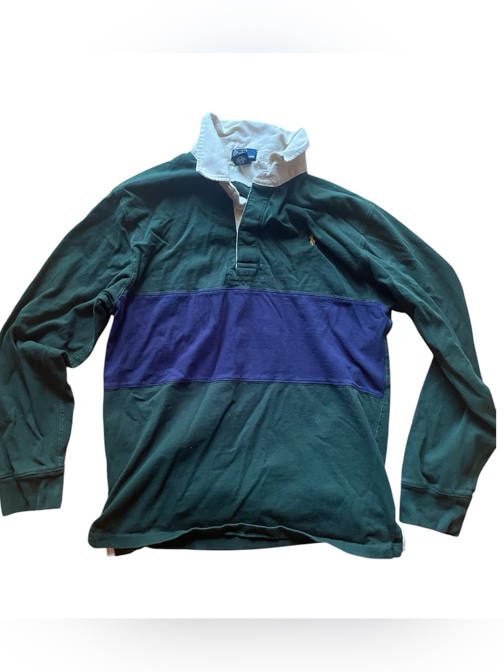 Polo by Ralph Lauren Dark Green & Royal Blue long sleeve Rugby Polo youth XL 20